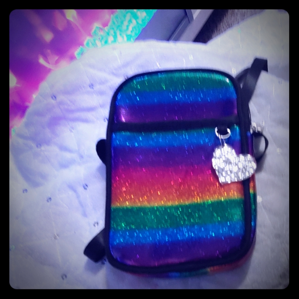Rainbow glitter phone holder crossbody